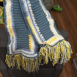Striped Crochet Scarf with Fringe